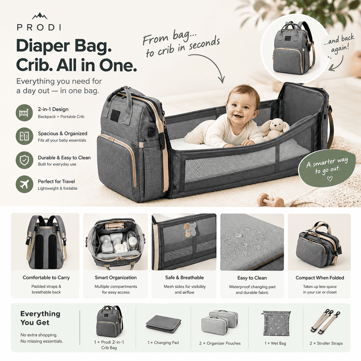 Prodi 2-in-1 Crib Bag